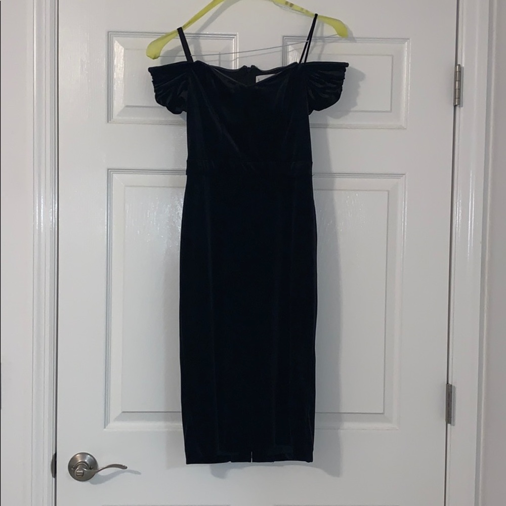 Stunning black suede midi dress